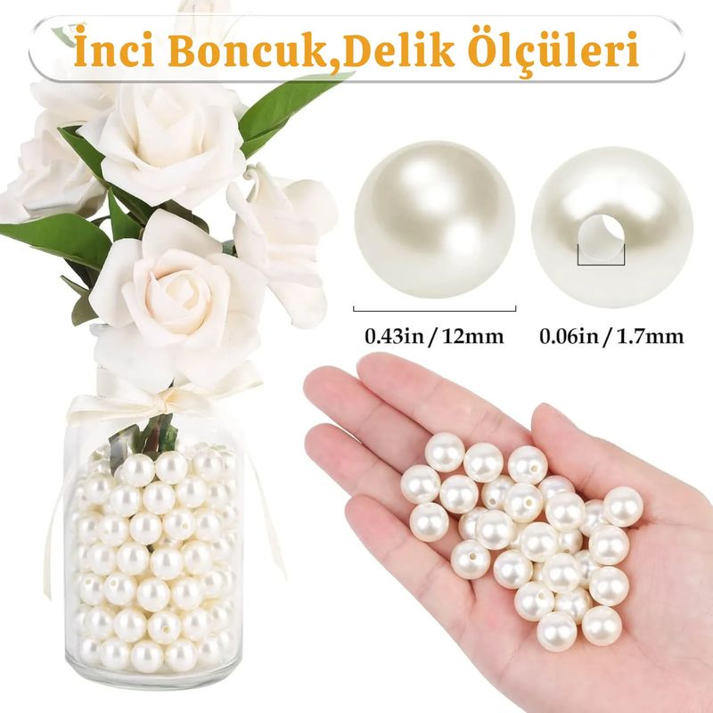 12 mm inci boncuk, 1,7 mm delik ölçüsü