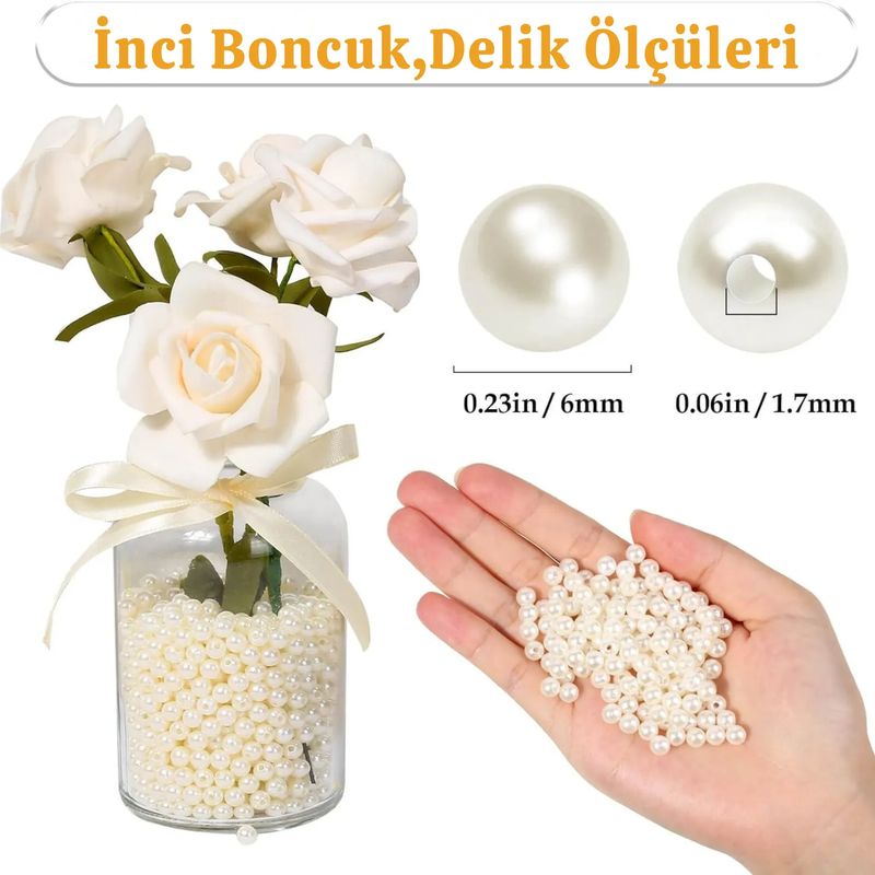 6 mm inci boncuk, 1,7 mm delik ölçüsü