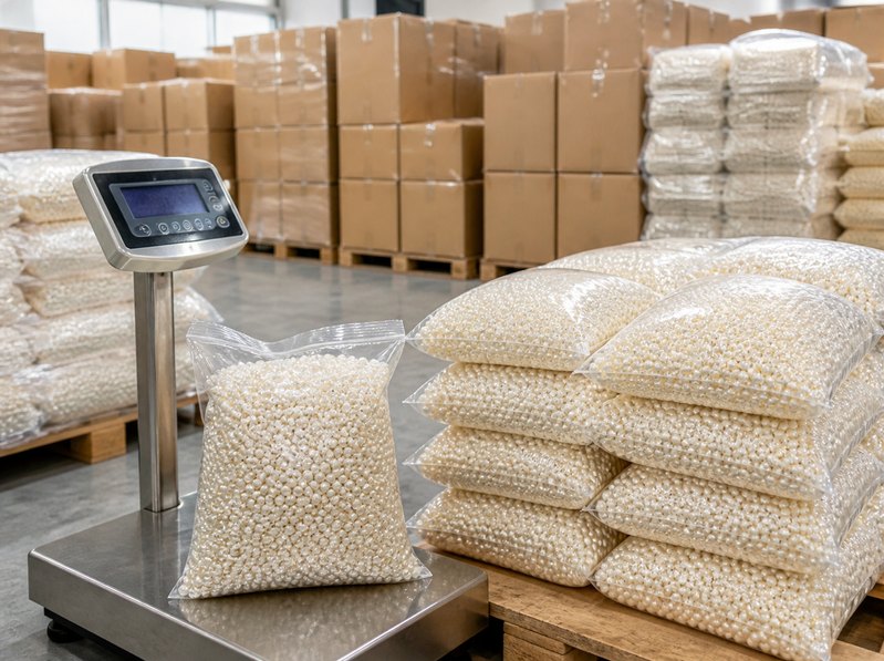 Kilogramla tartılıp paketlenmiş toptan inci boncuk